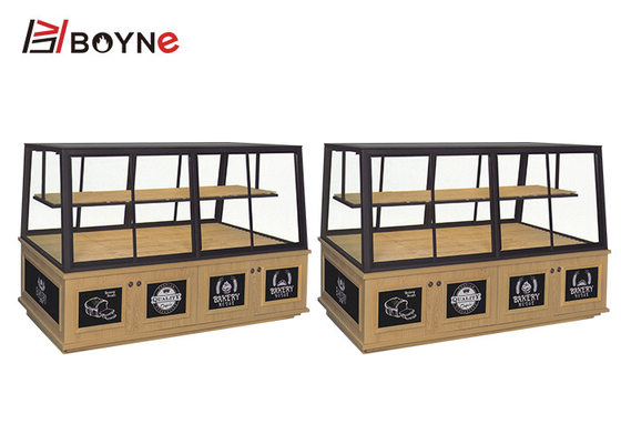 Two Side Opened Bakery Pastry Display Case Wooden Base Cabinet