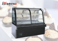 Curve Glass Front Door Opened Cake Display Case With LED Light